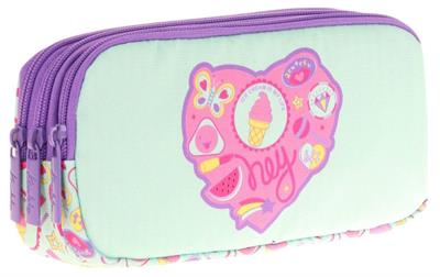 Kaukko Kids Üç Bölmeli Turkuaz Mor, Şekerleme Baskılı, Kız Çocuk Okul Kalemliği - L8230