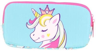 Kaukko Kids Üç Bölmeli Turkuaz Pembe, Unicorn Temalı, Kız Çocuk Okul Kalem Çantası - L8155