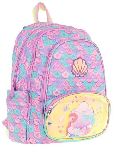 Kaukko Kids Üç Gözlü (Kız Çocuk) Okul Sırt Çantası (Denizkızı Nakışlı ve Baskılı) - L5225