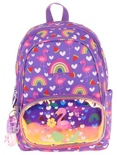 Kaukko Kids Üç Gözlü (Kız Çocuk) Okul Sırt Çantası (Flamingo Nakışlı ve Baskılı) - L5226