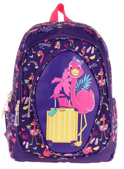 Kaukko Kids Üç Gözlü (Kız Çocuk) Okul Sırt Çantası (Flamingo Detaylı) - L5223