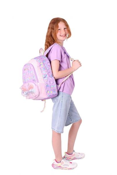 Kaukko Kids Üç Gözlü (Kız Çocuk) Okul Sırt Çantası (Nakışlı Kelebek Desenli) - L5222