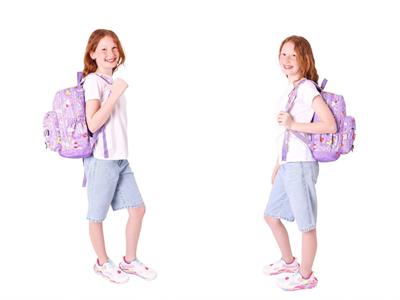 Kaukko Kids Üçlü İlkokul 1.2.3.4. Sınıf Okul Çanta Seti - Mor - Kız Çocuk - Silikon Aksesuarlı