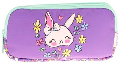 Kaukko Kids Yeşil Mor, Sevimli Tavşan, Kız Çocuk Üç Gözlü Okul Kalem Çantası - L8242