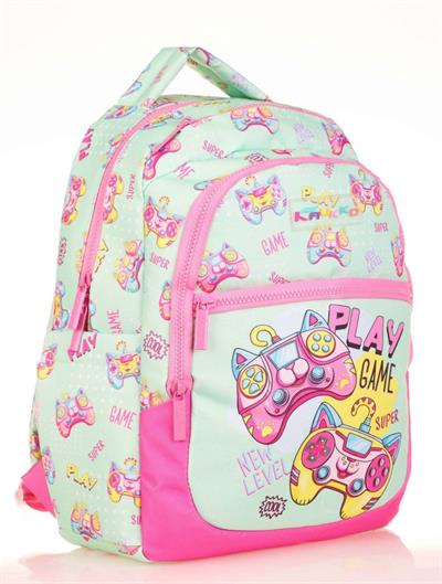 Kaukko Kids Yeşil Pembe Oyun Konsolu Kız Çocuk Okul Sırt Çantası