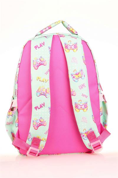 Kaukko Kids Yeşil Pembe Oyun Konsolu Kız Çocuk Okul Sırt Çantası