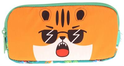 Kaukko Kids Yeşil Turuncu, Aslan, Erkek Çocuk Üç Bölmeli Okul Kalem Çantası - L8254