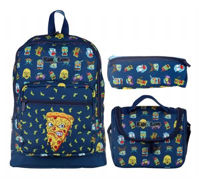 Kaukko Kids&Love Lacivert Zombie Pizza İlkokul Çanta Seti - Erkek
