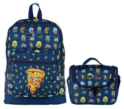 Kaukko Kids&Love Lacivert Zombie Pizza İlkokul Çanta ve Beslenme Seti - Erkek