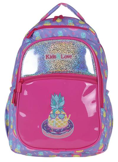 Kaukko Kids&Love Lila-Pembe Ananas Rugan İlkokul Sırt Çantası