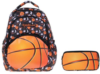 Kaukko Kids&Love Turuncu Basketbol Okul Çantası ve Kalemlik Seti - Erkek Çocuk