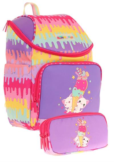 Kaukko Kırmızı Mor, Dondurma Temalı, Kız Çocuk Okul Çantası ve Kalem Çantası Seti - L5247+L8247