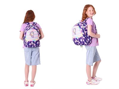 Kaukko Kız Çocuk Dört Gözlü Okul Çantası ve Üç Gözlü Kalem Çantası Seti - Mor - Unicorn (L5228+L8228)
