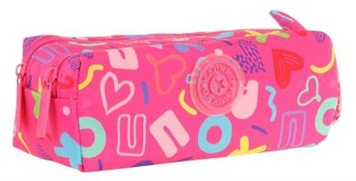 Kaukko Kız Çocuk İki Bölmeli Pembe Kaukko Kalp Baskılı Kalem Çantası/Kalemlik - K2694