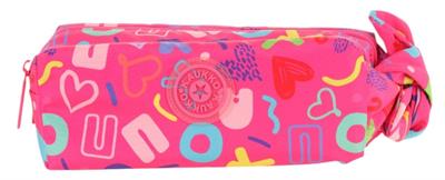 Kaukko Kız Çocuk İki Bölmeli Pembe Kaukko Kalp Baskılı Kalem Çantası/Kalemlik - K2694
