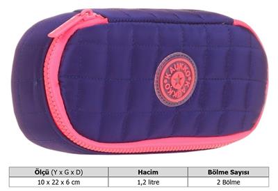 Kaukko Kız Çocuk Lacivert Pembe Özel Bölmeli Organizer Okul ve Günlük Kalem Çantası - K2624