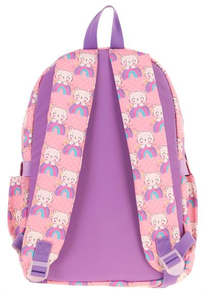 Kaukko Kız Çocuk Peluş Kedili İlkokul Okul Sırt Çantası - Pembe Mor - L5241
