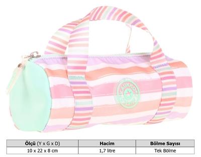 Kaukko Kız Çocuk Tek Bölme Taşıma Askılı Kalem Çantası - Su Yeşili Pembe - K2600