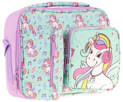 Kaukko Kız Çocuk, Turkuaz, Unicorn Baskılı Isı Yalıtımlı Üç Bölmeli (Matara Cepli) Okul Beslenme Çantası L7234