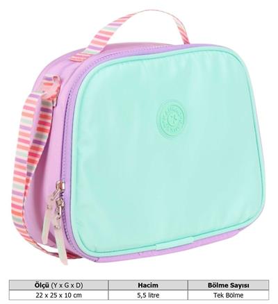 Kaukko Kız Çocuklar İçin Isı Yalıtımlı Thermo Beslenme Çantası - Lila- Çizgili - K9039