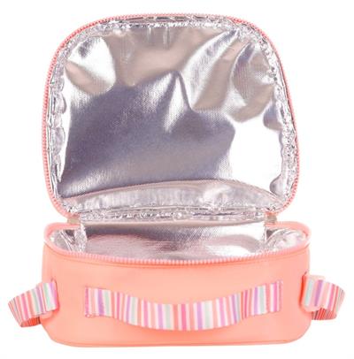 Kaukko Kız Çocuklar İçin Isı Yalıtımlı Thermo Beslenme Çantası - Somon- Çizgili - K9041