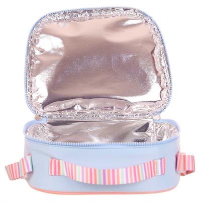 Kaukko Kız Çocuklar İçin Isı Yalıtımlı Thermo Beslenme Çantası - Mavi Turuncu- Çizgili - K9040