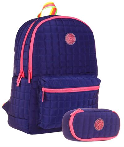 Kaukko Kız Çocuklar İçin Lacivert Okul Çantası ve Organizer Kalemlik Seti (KK-K1773+KK-K2624)