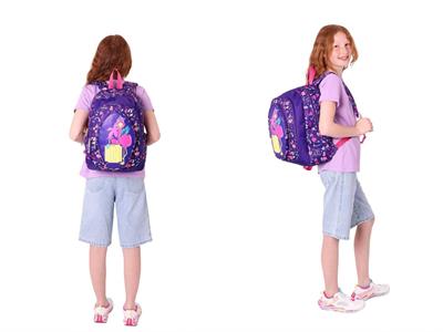 Kaukko Kız Çocuklar İçin Okul Sırt Çantası (L5223) ve Üç Bölmeli Kalemlik (L8223) Seti - Mor Pembe - Flamingo Detaylı