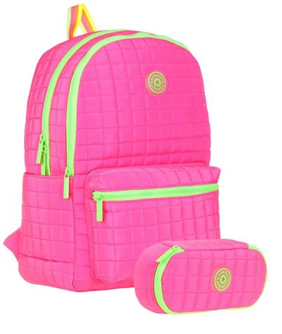 Kaukko Kız Çocuklar İçin Pembe Okul Çantası ve Organizer Kalemlik Seti (KK-K1771+KK-K2622)