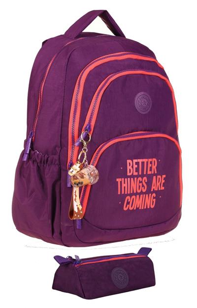 Kaukko Krinkıl Okul Sırt Çantası ve Kalemlik Seti - Mor - Kız Çocuk (K1678+K2643)