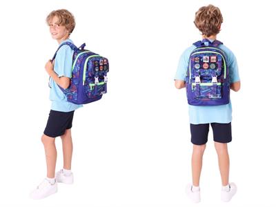 Kaukko L5279+L7279 Erkek Çocuk İkili Okul Çantası ve Beslenme Çantası Seti - Lacivert Yeşil - Armalı Kamyon Desenli