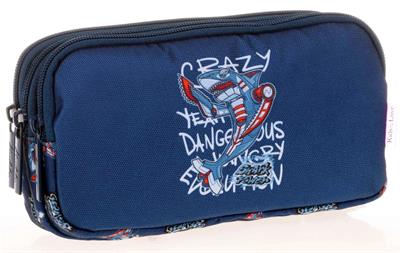 Kaukko Lacivert Kırmızı Mekanik Köpekbalığı İlkokul Sırt Çantası ve Kalemlik Seti - Erkek