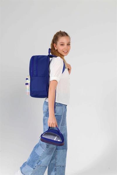 Kaukko Lacivert Okul Sırt Çantası ve Kalemlik Seti - Kız Çocuk
