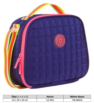 Kaukko Lacivert Pembe Kız Çocuk Kapitone Isı Yalıtımlı (Termoslu) Beslenme Çantası - K9048