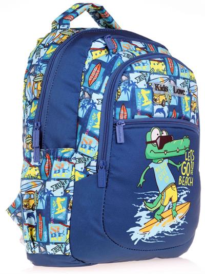 Kaukko Lacivert Timsah İlkokul Sırt Çantası ve Kalemlik Seti - Erkek Çocuk