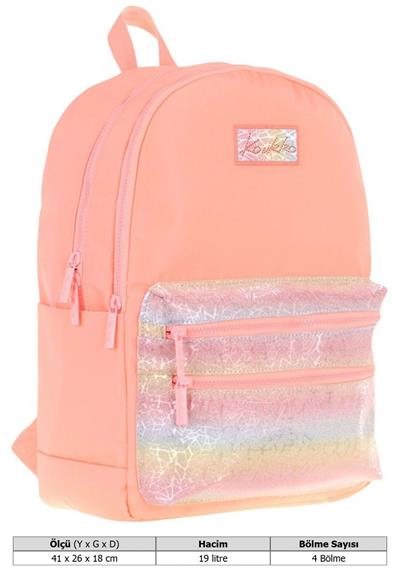 Kaukko Magic Dreams Kız Çocuk Dört Bölmeli Somon Okul Sırt Çantası (İlkokul+Ortaokul) - K1818