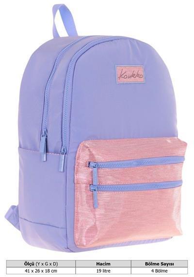Kaukko Magic Dreams Kız Çocuk Dört Bölmeli Mavi Pembe Okul Sırt Çantası (İlkokul+Ortaokul) - K1815