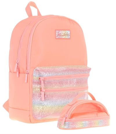 Kaukko Magic Dreams Okul Sırt Çantası ve Şeffaf Kalem Çantası Seti - Kız Çocuk - Somon