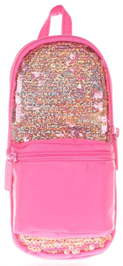 Kaukko Magical Kız Çocuk Pullu Pembe Üç Bölmeli Kalem Çantası - Çanta Şekilli