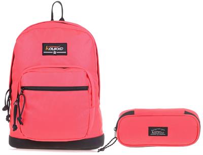 Kaukko Mercan Üç Bölmeli Okul Günlük Sırt Çantası ve Kalemlik Seti - Kız Çocuk