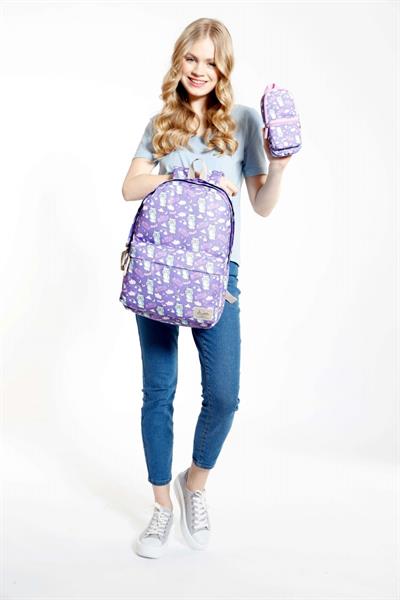 Kaukko Mor Baykuş Okul Çantası ve Kalemlik Seti - Kız