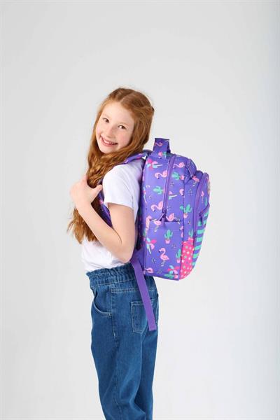 Kaukko Mor Pembe Flamingo Okul Sırt Çantası ve Kalemlik Seti - Kız Çocuk