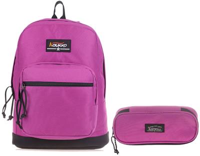 Kaukko Mürdüm Üç Bölmeli Okul Günlük Sırt Çantası ve Kalemlik Seti