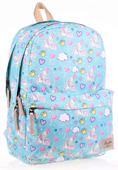 Kaukko Nature Mavi Turkuaz Unicorn Balon Kız Okul ve Günlük Sırt Çantası