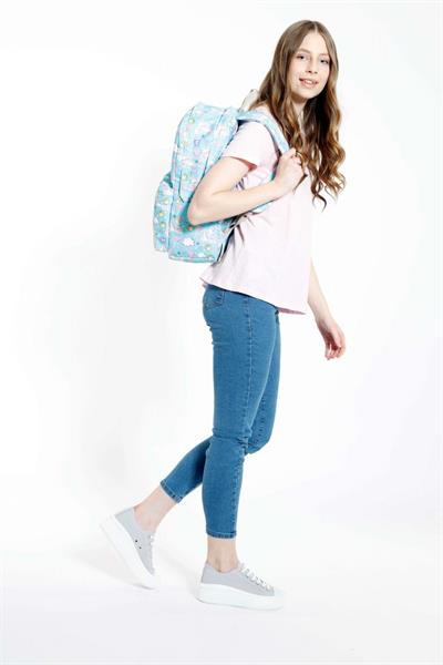 Kaukko Nature Mavi Turkuaz Unicorn Balon Kız Okul ve Günlük Sırt Çantası