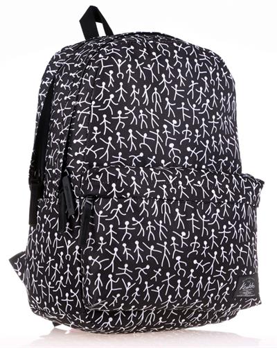 Kaukko Nature Siyah Beyaz Stickman  Okul ve Günlük Sırt Çantası