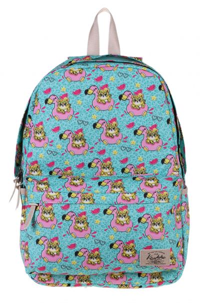 Kaukko Nature Turkuaz Aslan Flamingo Okul ve Günlük Sırt Çanta Seti