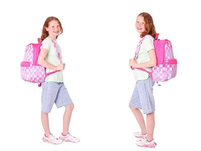 Kaukko Nature Üçlü Kız Çocuk Okul Çanta Seti - Pembe - Dama ve Kalp Desenli