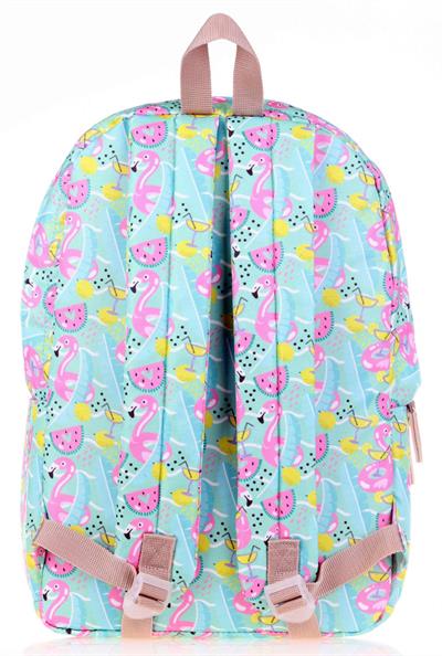 Kaukko Nature Yeşil Summer Flamingo Kız Okul ve Günlük Sırt Çantası