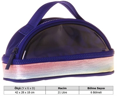 Kaukko Navy Blue Rainbow Parlak Kumaş Detaylı (Lacivert - Çok Renkli) Kız Çocuk Kalem Çantası/Kalemlik - K1864